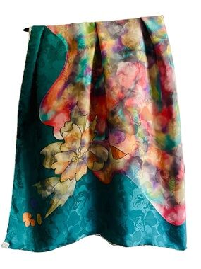 Nursah 100% Silk Floral Watercolor Scarf
